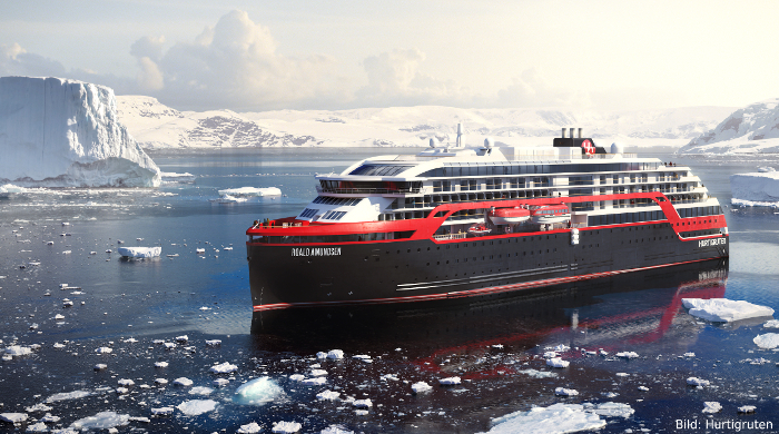 Hurtigruten feiert Stapellauf von Hybrid-Expeditionsschiff Roald Amundsen